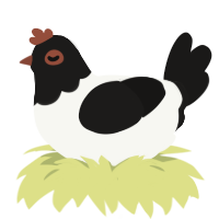 Lakenvelder, a white and sable chicken with a head pattern