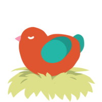 A vermilion and turquoise chicken