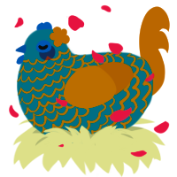 A sea and orange chicken with a lace pattern