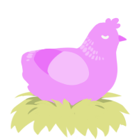 Lila, a lavender chicken with a neck-band pattern