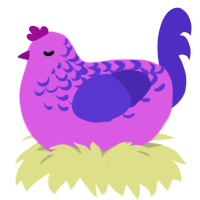 (unnamed), a orchid and indigo chicken with a half-lace pattern