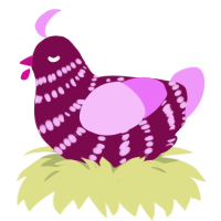 A wine and lavender chicken with a bar pattern