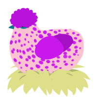 A rose and amethyst chicken with a speckle pattern