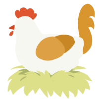 A white and orange chicken