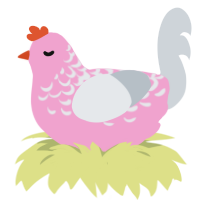 A pink and mist chicken with a half-lace pattern