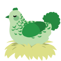 Broccoli, a gluppy and viridian chicken with a half-lace pattern