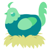 A teal and spring chicken with a head pattern