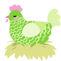 A grass and apple chicken with a lace pattern