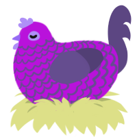 Fizzi, a amethyst and overcast chicken with a lace pattern