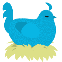 A cerulean chicken with a double-lace pattern