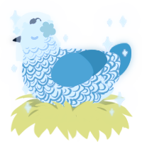Mystic, a mist and cerulean chicken with a double-lace pattern