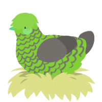 Booger, a grass and grey chicken with a lace pattern