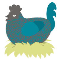 A grey and sea chicken with a double-lace pattern