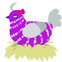 Gakupo, a amethyst and silver chicken with a bar pattern