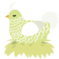 A lemon and white chicken with a lace pattern