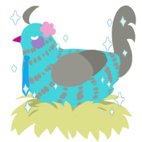 Miku, a aqua and ash chicken with a bar pattern