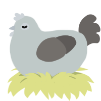 A silver and grey chicken