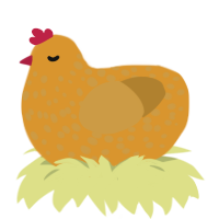 A orange and gold chicken with a speckle pattern