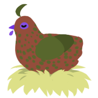 WisteriaBark, a russet and olive chicken with a speckle pattern