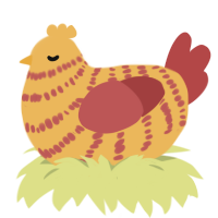A honey and red chicken with a bar pattern