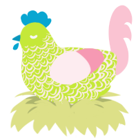 A lime and rose chicken with a double-lace pattern