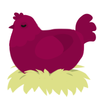 Maroon, a maroon chicken with a head pattern