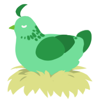 A spring and viridian chicken with a neck-speckle pattern