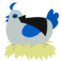 A silver and ultramarine chicken
