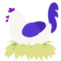 A white and indigo chicken