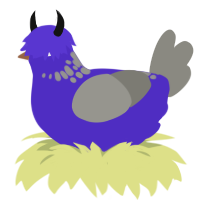 A indigo and ash chicken with a neck-speckle pattern