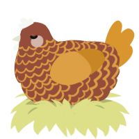 A russet and orange chicken with a lace pattern