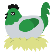 A mist and viridian chicken with a head pattern