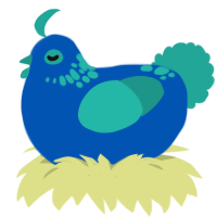 (unnamed), a ultramarine and turquoise chicken with a neck-speckle pattern