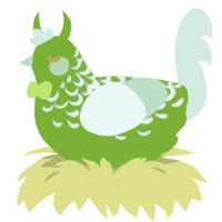 A chartreuse and gluppy chicken with a half-lace pattern