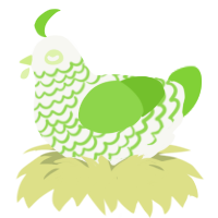 Bright Lace, a white and grass chicken with a lace pattern