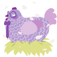 Lilac, a blurple and orchid chicken with a lace pattern