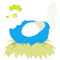 A sky and white chicken with a head pattern