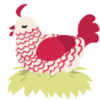 Strawberry Tart, a cream and crimson chicken with a lace pattern