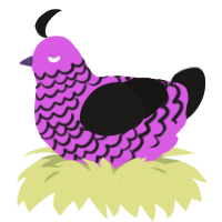 A orchid and sable chicken with a lace pattern