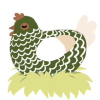 Green Flavoured, a olive and cream chicken with a lace pattern