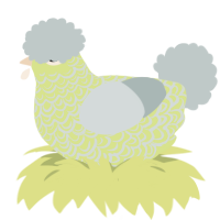A lemon and silver chicken with a double-lace pattern