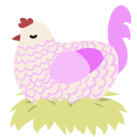 A cream and lavender chicken with a lace pattern