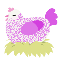Orky, a white and orchid chicken with a double-lace pattern
