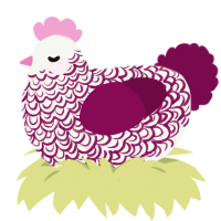 Cab, a white and wine chicken with a double-lace pattern