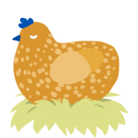 A orange and honey chicken with a speckle pattern