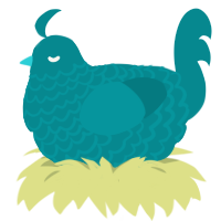 A teal chicken with a lace pattern