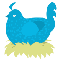 A cerulean chicken with a speckle pattern