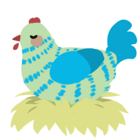 smonk, a gluppy and cerulean chicken with a bar pattern