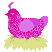 A fuchsia and orchid chicken with a double-lace pattern