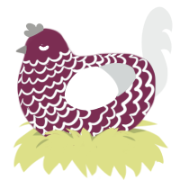 Cobweb, a maroon and silver chicken with a lace pattern